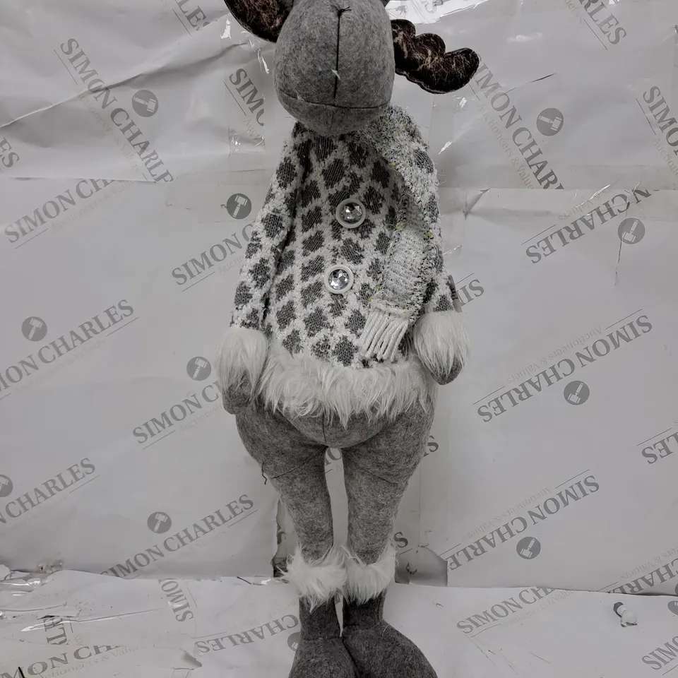 78CM GREY STANDING REINDEER WITH CHECK COAT RRP £25.99