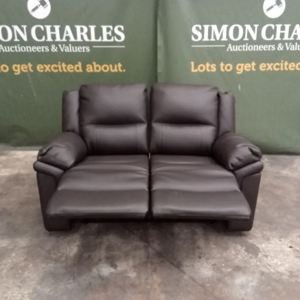 ALBION LUXURY FAUX LEATHER 2 SEATER HIGH BACK MANUAL RECLINER SOFA - CHOCOLATE RRP £539