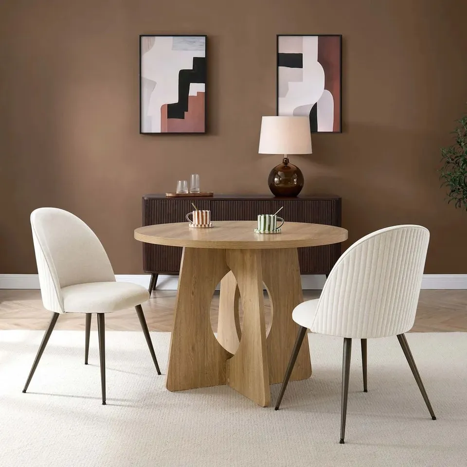 BOXED DUSK HATTIE SET OF 2 DINING CHAIRS - IVORY CHENILLE (1 BOX)