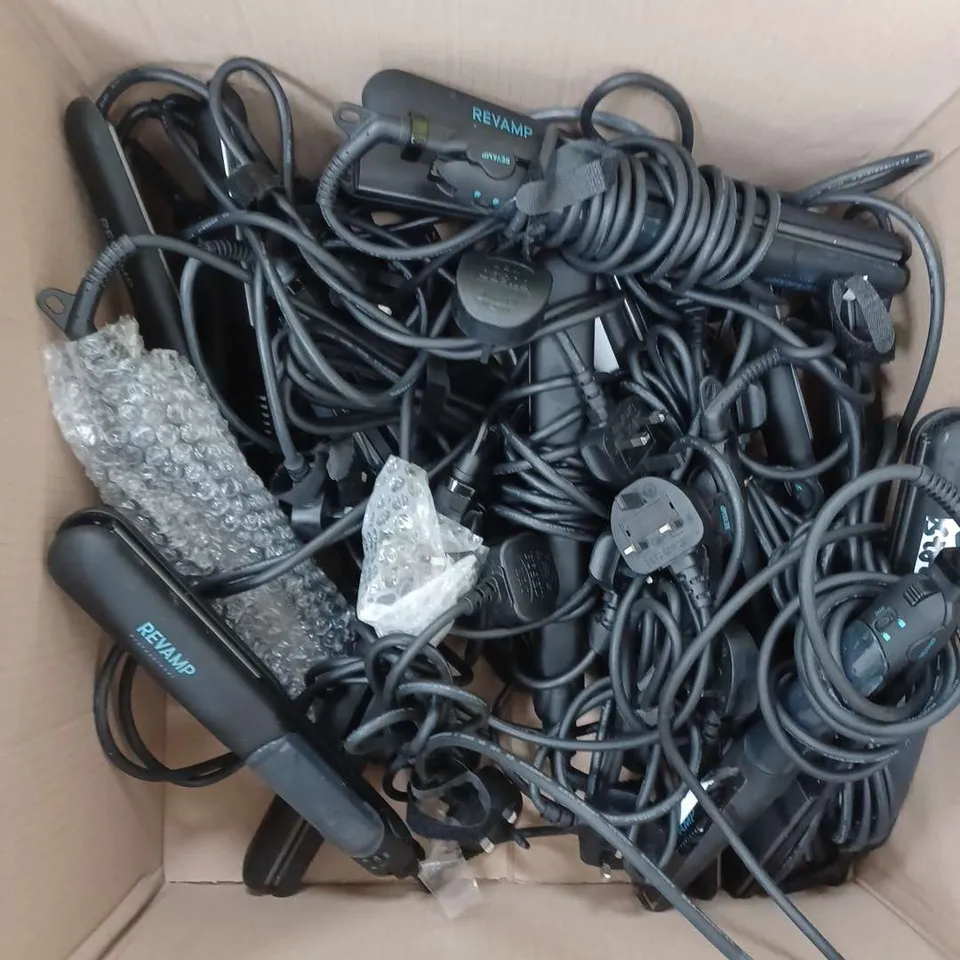 BOXED LOT OF APPROXIMATELY 15 REVAMP HAIR STRAIGHTENERS