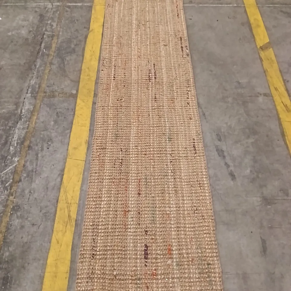 BEIGE WOVEN RUNNER RUG APPROXIMATELY 226 CM X 60 CM