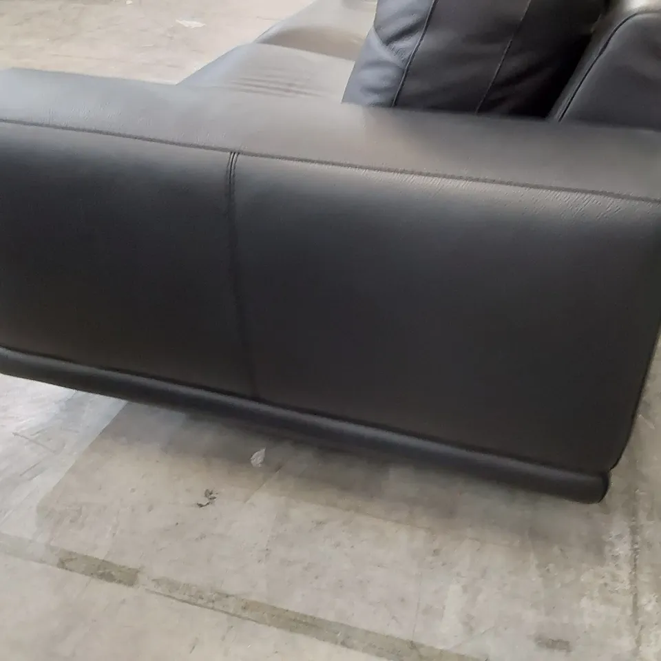 QUALITY ITALIAN DESIGNER CLAUDIO THREE SEATER SOFA BLACK LEATHER 