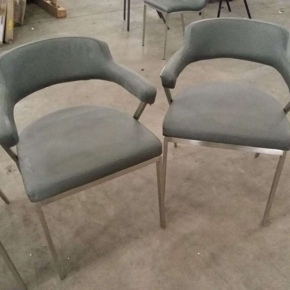 SET OF 4 FREYA GREY FAUX LEATHER DINING CHAIRS