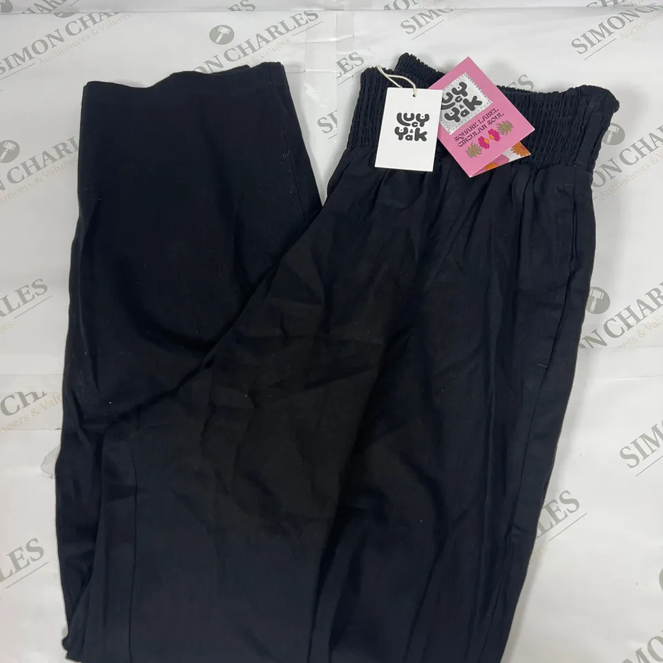 LUCY&YAK ORGANIC COTTON ALEXA TROUSERS IN BLACK SIZE LR