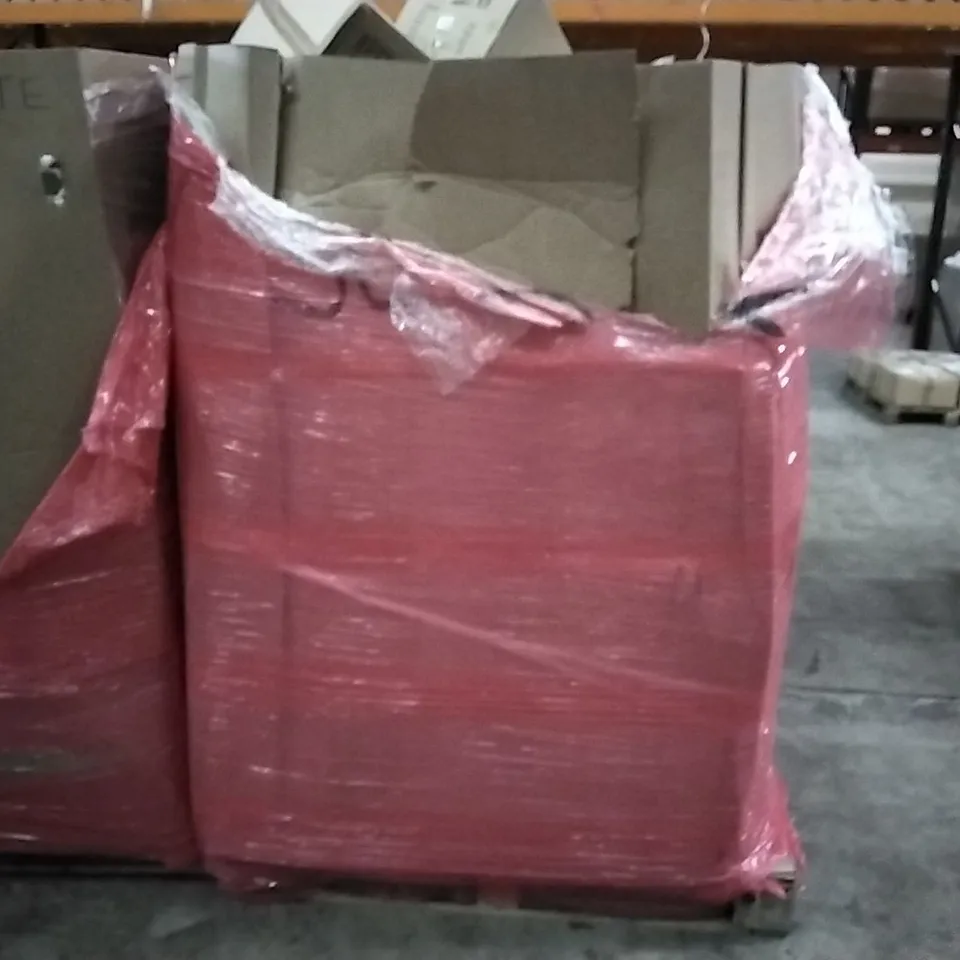 PALLET OF HOUSEHOLD ITEMS TO INCLUDE OUTSIDE LIGHTING, INFRERED DOUBLE COOKING PLATE, PLASTIC POT AND CAR COVE SEATS ECT 
