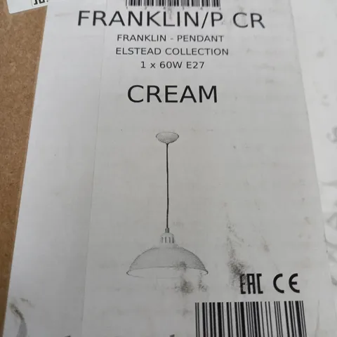 ELSTEAD LIGHTING 1-LIGHT CEILING PENDANT LIGHT IN CREAM