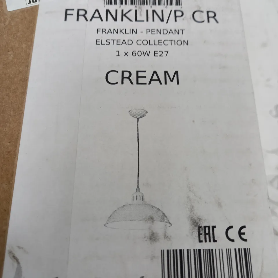 ELSTEAD LIGHTING 1-LIGHT CEILING PENDANT LIGHT IN CREAM