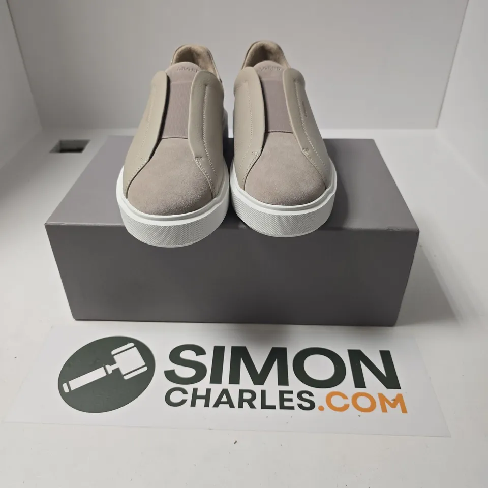 BOXED PAIR OF LEGEND VELORA TRAINERS IN TAUPE - UK 9