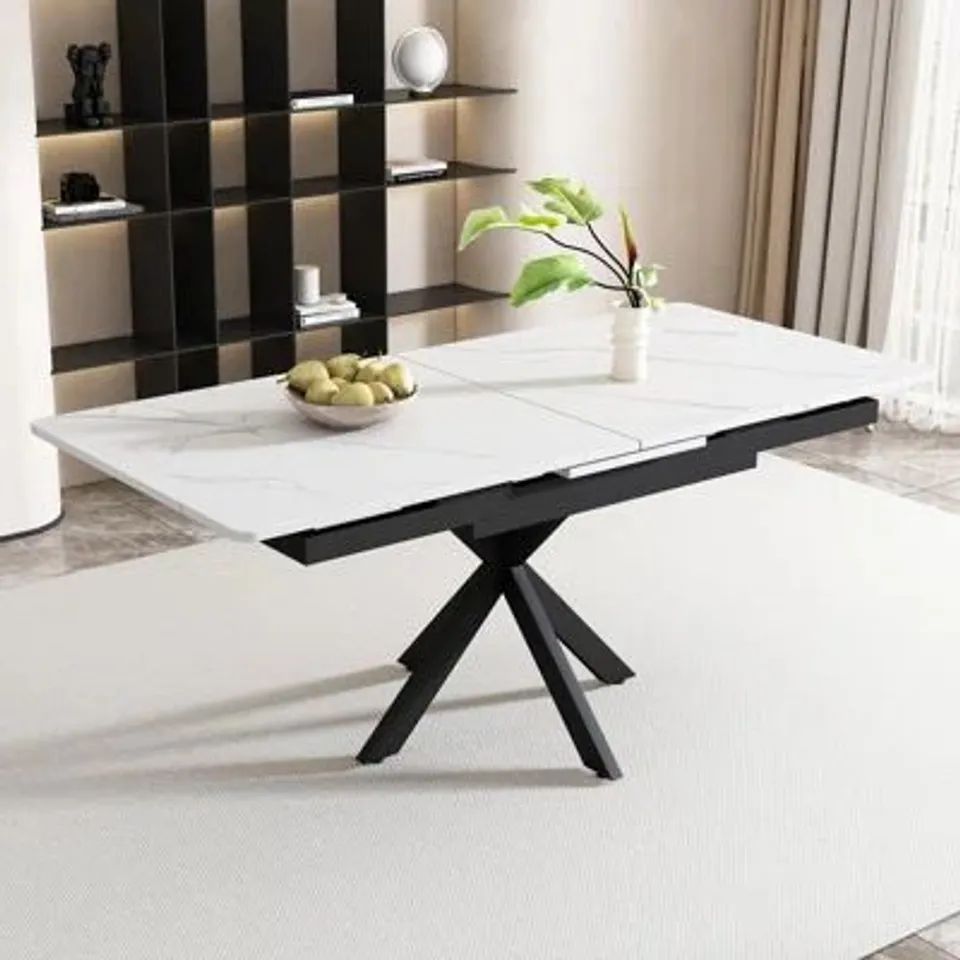 BOXED EXTENDABLE DINING TABLE WITH GREY DESKTOP 2 BOXES