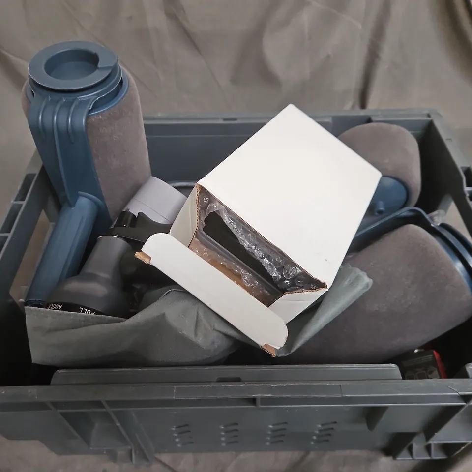 APPROXIMATELY 10 ASSORTED HOUSEHOLD ITEMS TOO INCLUDE PAINT BRUSHES , KNIFE SHARPENER , ETC 