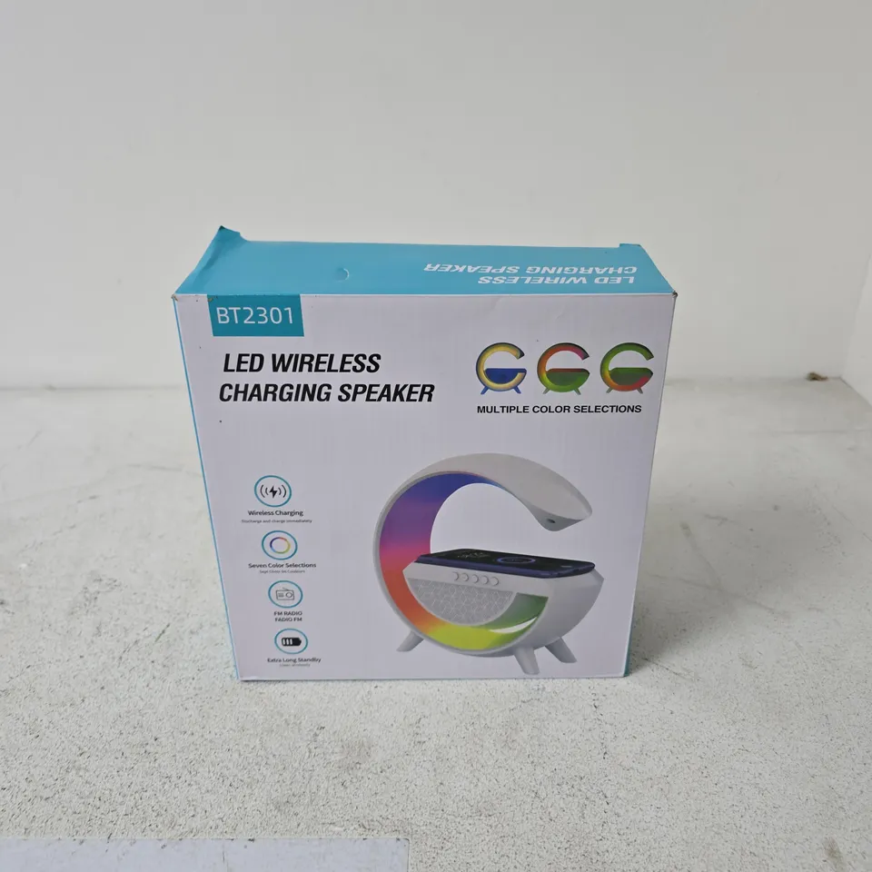 BT2301 LED WIRELESS CHARGING SPEAKER – COLOUR-CHANGING RING (BOXED)
