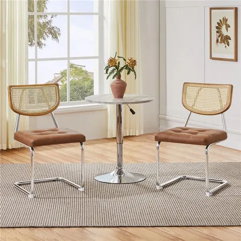 BOXED 47CM H TUFTED UPHOLSTERED LOW BACK SIDE CHAIR (SET OF 2)