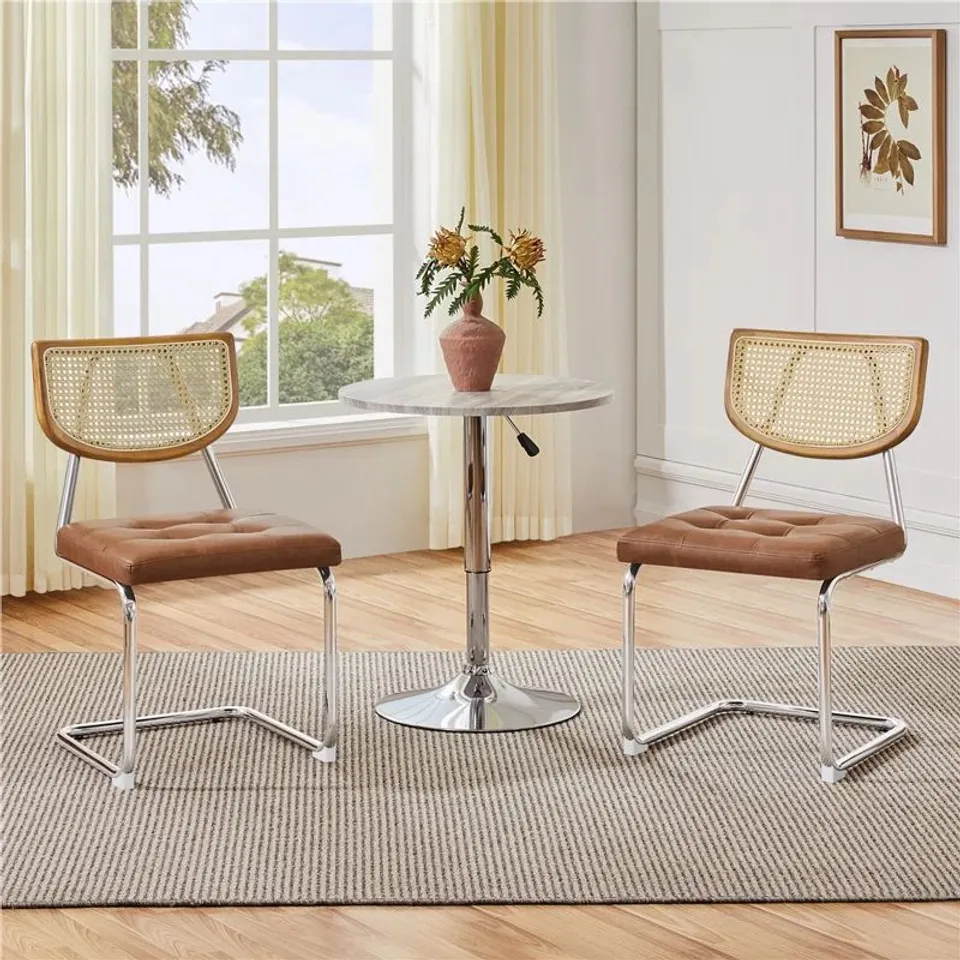 BOXED 47CM H TUFTED UPHOLSTERED LOW BACK SIDE CHAIR (SET OF 2)
