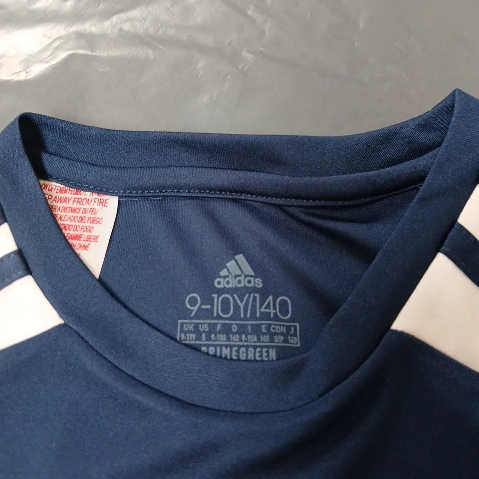 ADIDAS KIDS NAVY BLUE T‑SHIRT – PRIMEGREEN, UK 9-10 (EU 140)