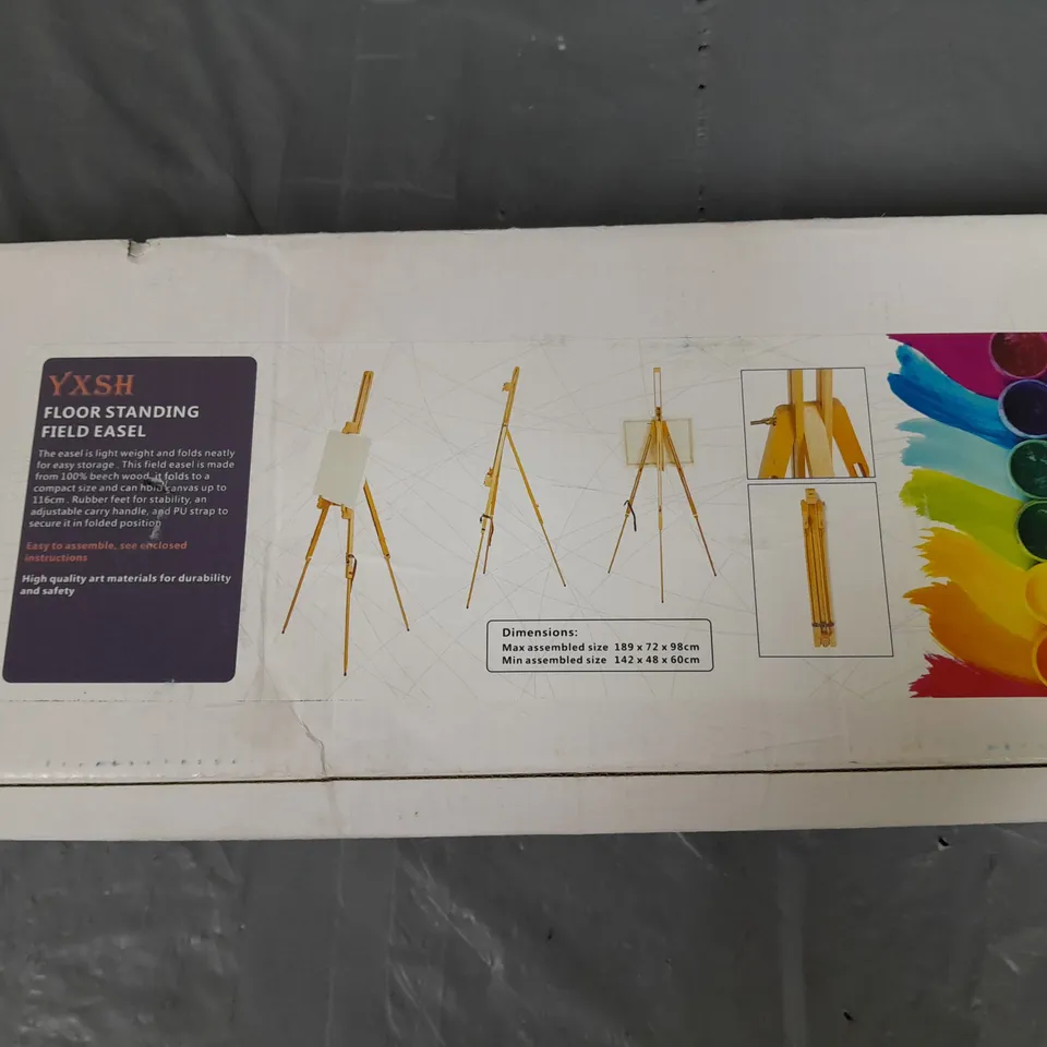 BOXED YXSH FLOOR STANDING FIELD EASEL - COLLECTION ONLY 