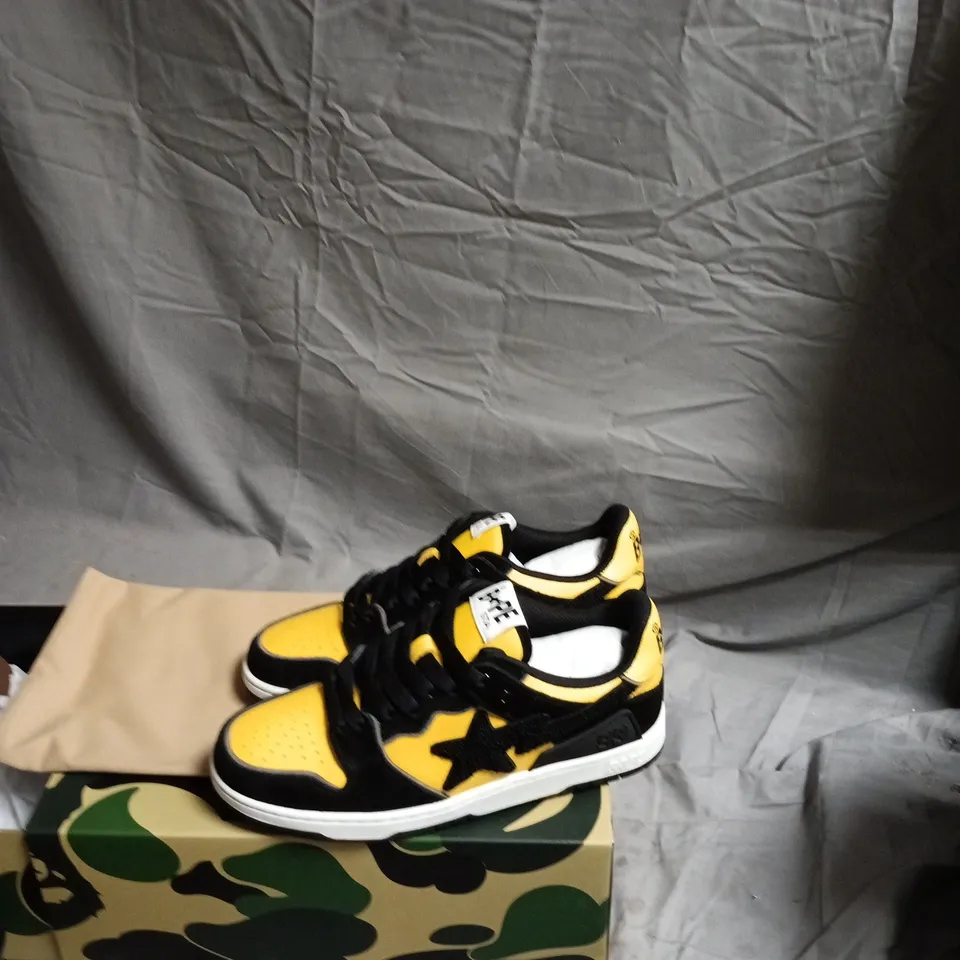 A BATHING APE SK8-STA SNEAKERS – YELLOW/BLACK, UK 8