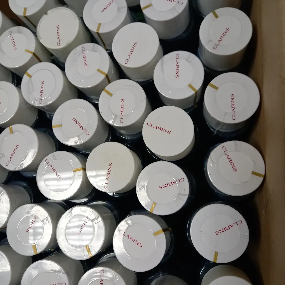 BOX OF APPROX 40 CLARINS PARIS GENTLE EYE MAKE UP REMOVER 40 X 125ML