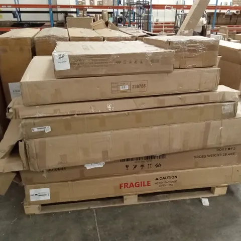 PALLET OF ASSORTED QUALITY DESIGNER INCOMPLETE FURNITURE PARTS AND PIECES 