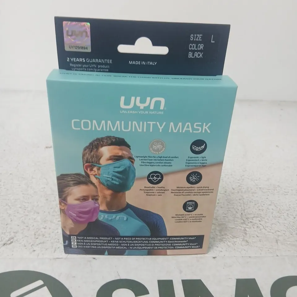 APPROXIMATELY 50 UYN COMMUNITY MASK – SIZE L, BLACK (MADE IN ITALY)