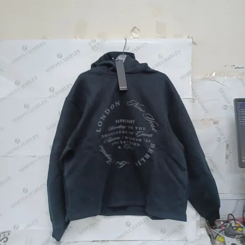 REPRESENT SEASON TOUR RELAXED HOODIE - JET BLACK MEDIUM