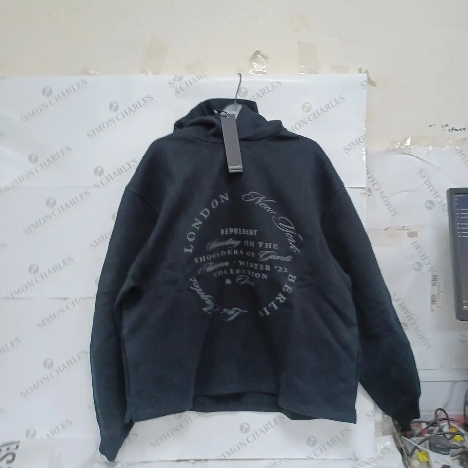 REPRESENT SEASON TOUR RELAXED HOODIE - JET BLACK MEDIUM 