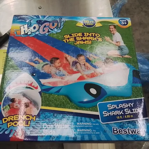 BOXED H2O GO 16FT LONG SPLASHY SHARK SLIDE