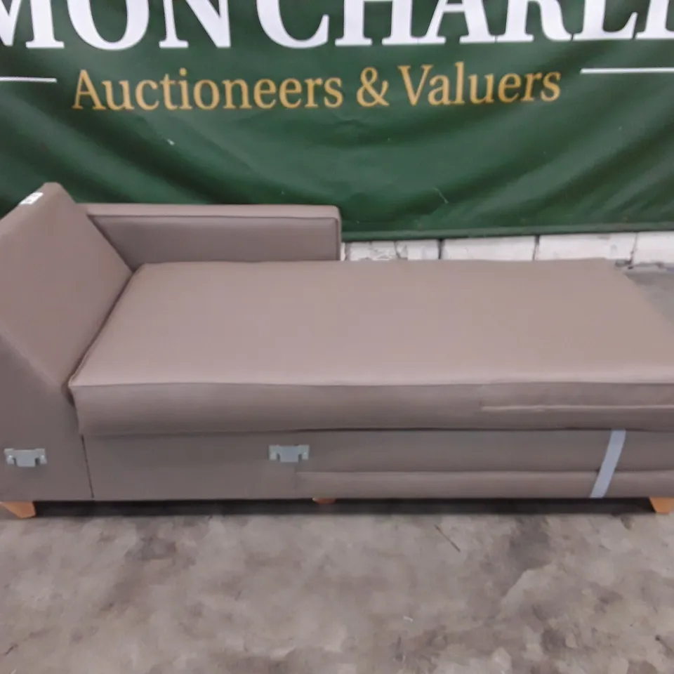 QUALITY DESIGNER MARSTON CHAISE STORAGE SOFA - CEDAR LEATHER 