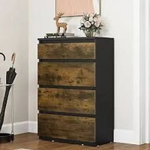 BOXED 4 DRAWER WOOD CHEST OF DRAWERS 