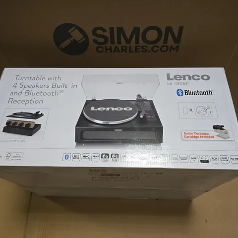 BOXED LENCO LS-430BK BLUETOOTH TURNTABLE WITH BUILT IN SPEAKERS