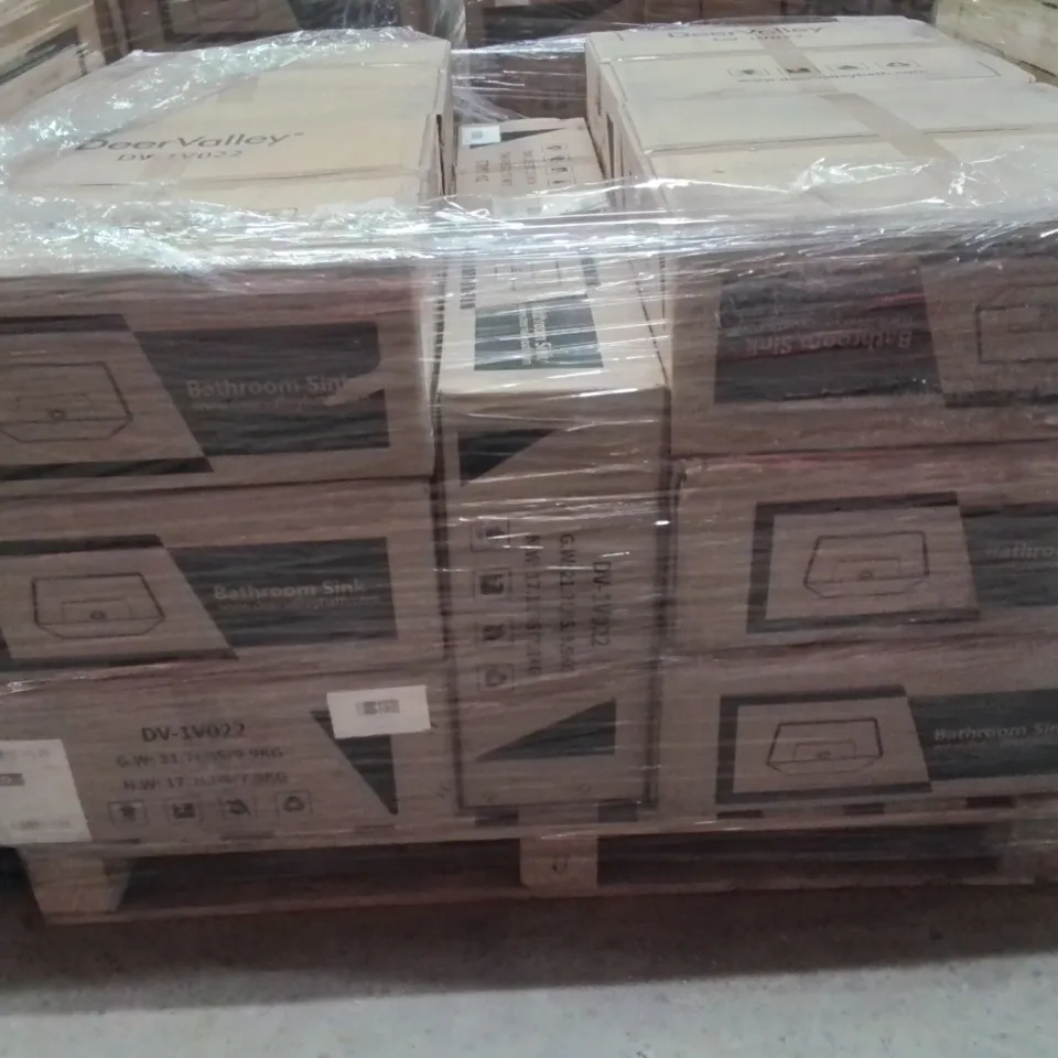 PALLET CONTAINING APPROXIMATELY 14 DEERVALLEY BATHROOM SINK BASINS