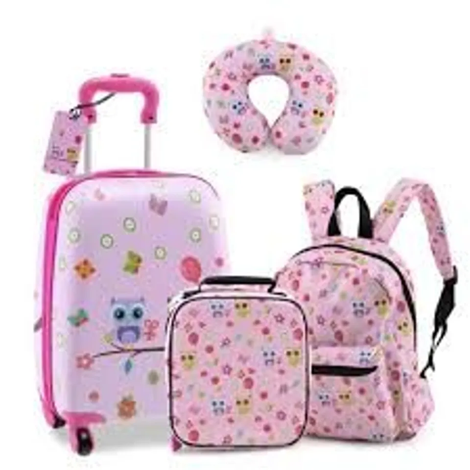 BOXED COSTWAY SET OF 5 KIDS PINK LUGGAGE SET