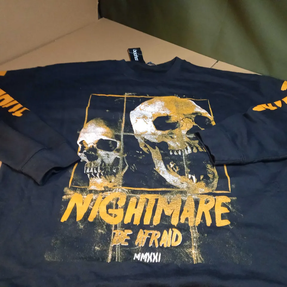 BOOHOO HALLOWEEN/NIGHTMARE PRINTED OVERSIZED SWEATER - MEDIUM