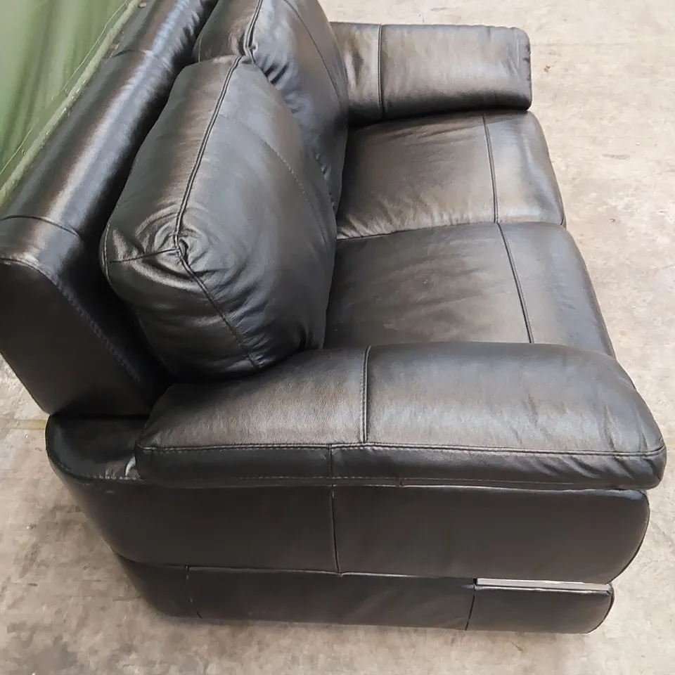 QUALITY DESIGNER 2 SEATER LEATHER SOFA - BLACK