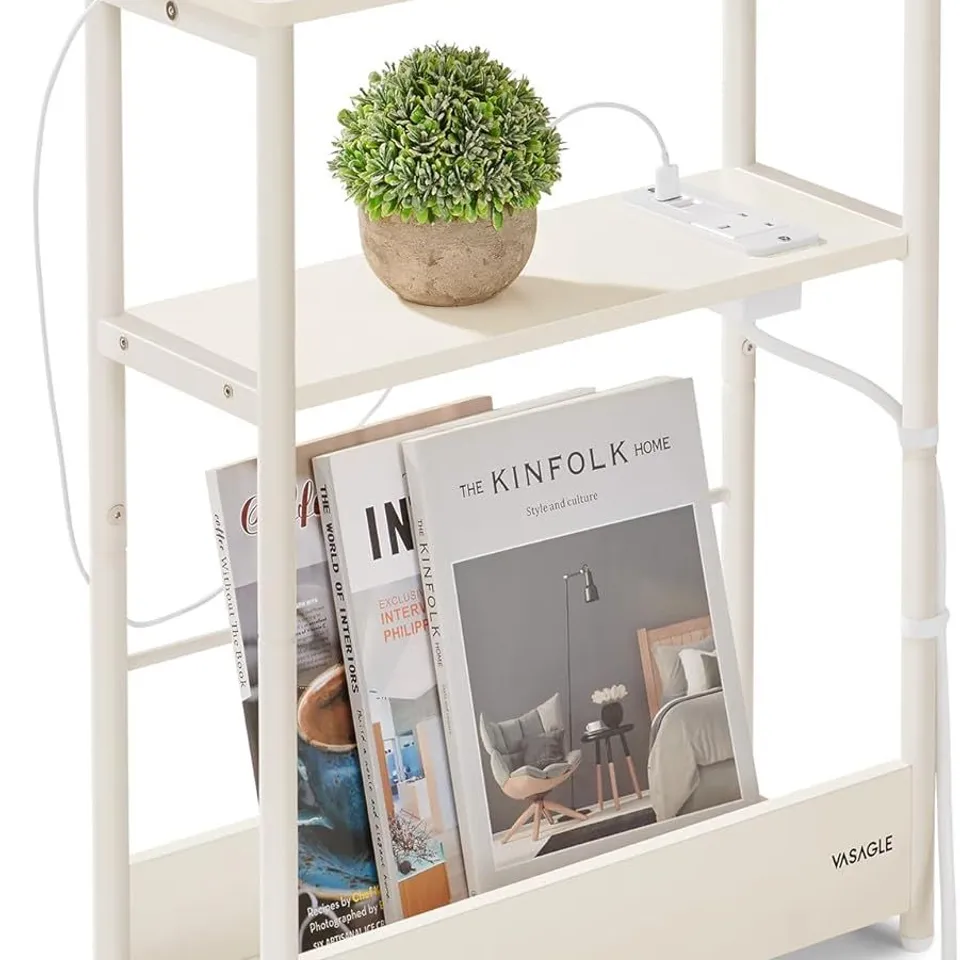 BOXED VASAGLE SLIM SIDE TABLE WITH CHARGING STATION