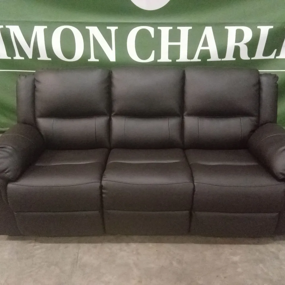 ALBION LUXURY FAUX LEATHER 3 SEATER HIGH BACK MANUAL RECLINER SOFA - CHOCOLATE RRP £749