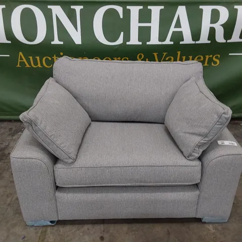 QUALITY BRITISH MADE LOUNGE Co JOSIE SNUGGLER CHAIR WITH BOLSTER CUSHIONS GREY FABRIC