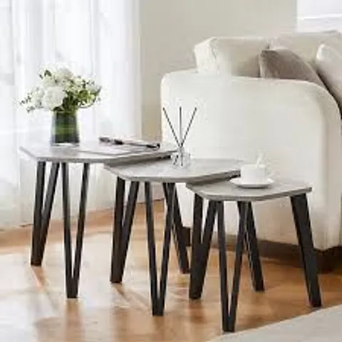 BOXED LASSIC VIDA DESIGN BROOKLYN NEST OF 3 TABLES - GREY (1 BOX)