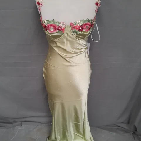 PRINCESS POLLLY KENZIE MAXI DRESS IN GREEN FLORAL SIZE US 0