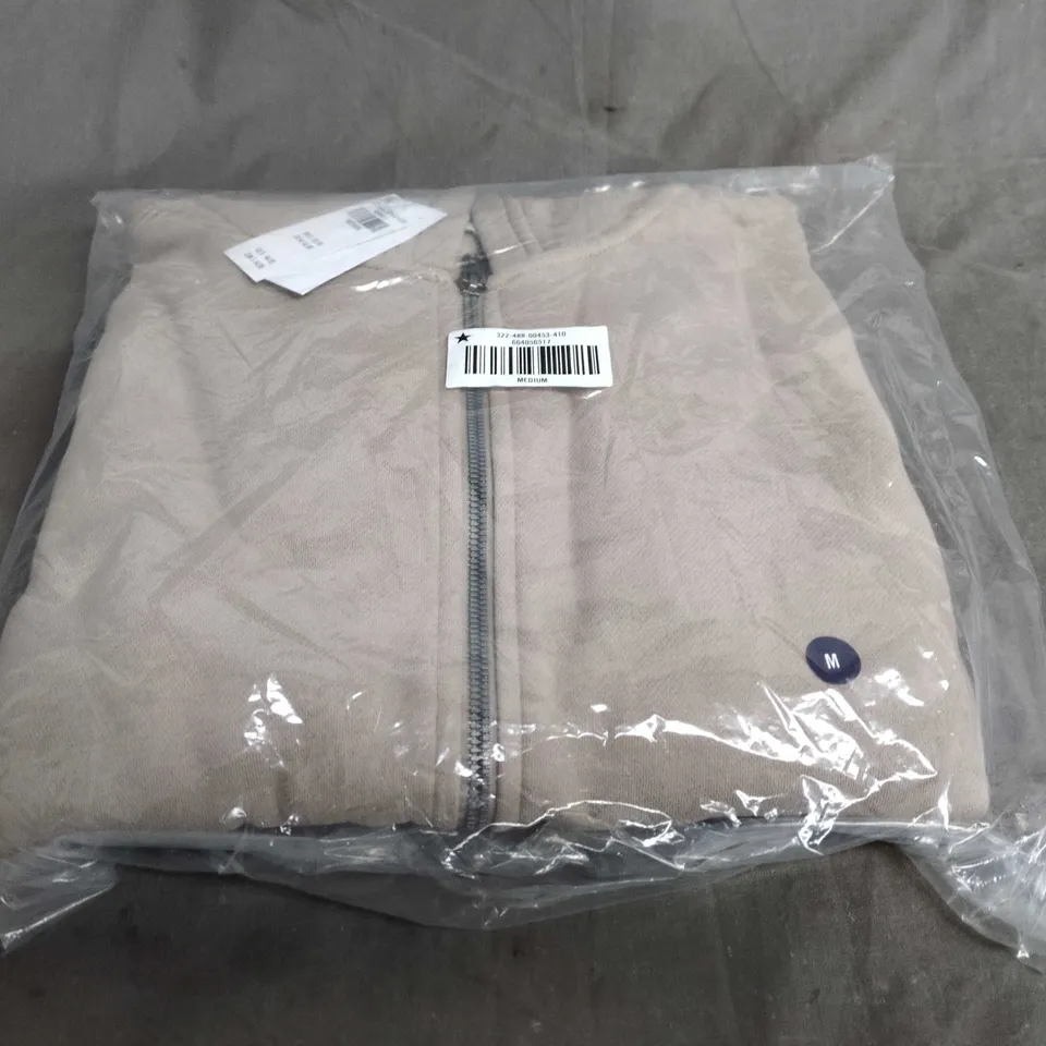 BAGGED HOLLISTER FULL ZIP BEIGE JACKET - SIZE M