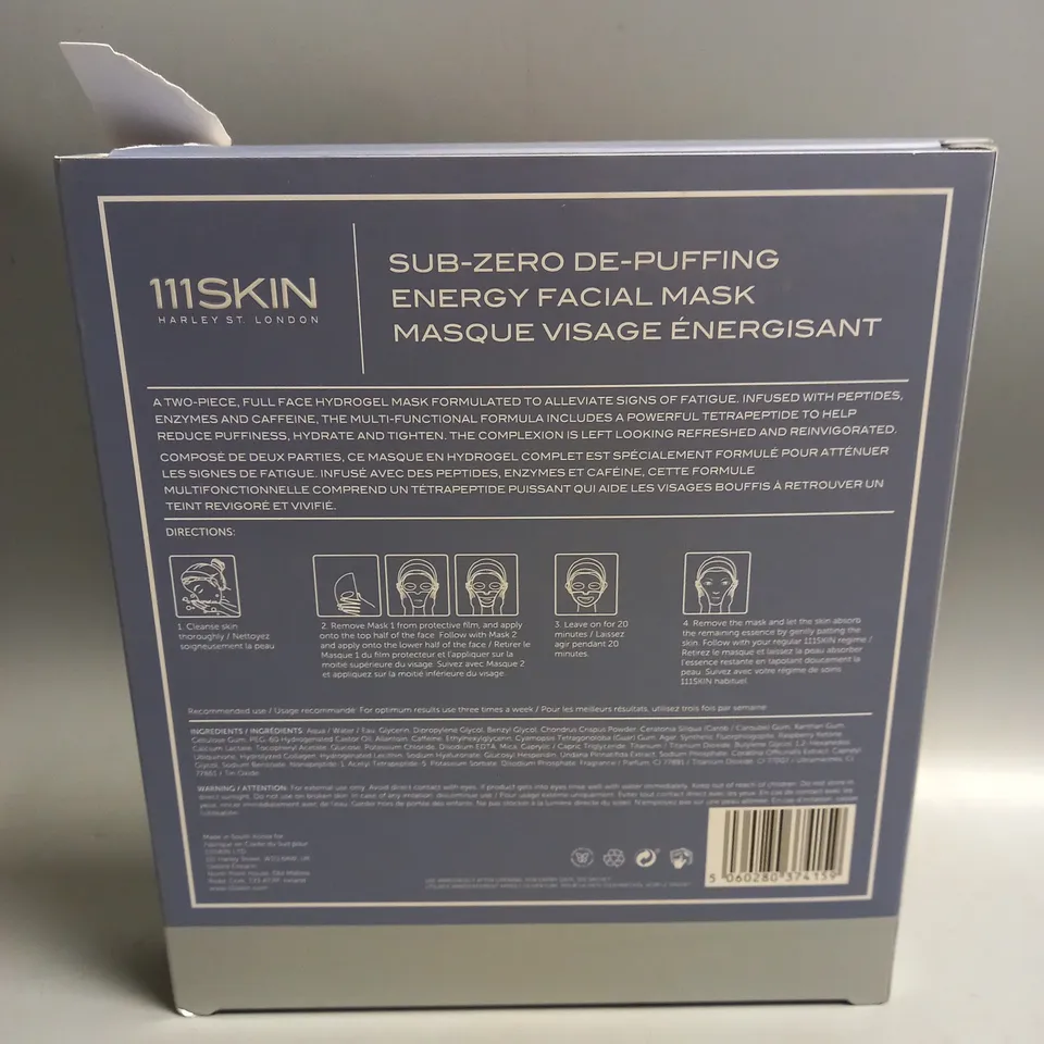 BOXED 111SKIN HARLEY ST LONDON SUB ZERO DE-PUFFING ENERGY FACIAL MASK