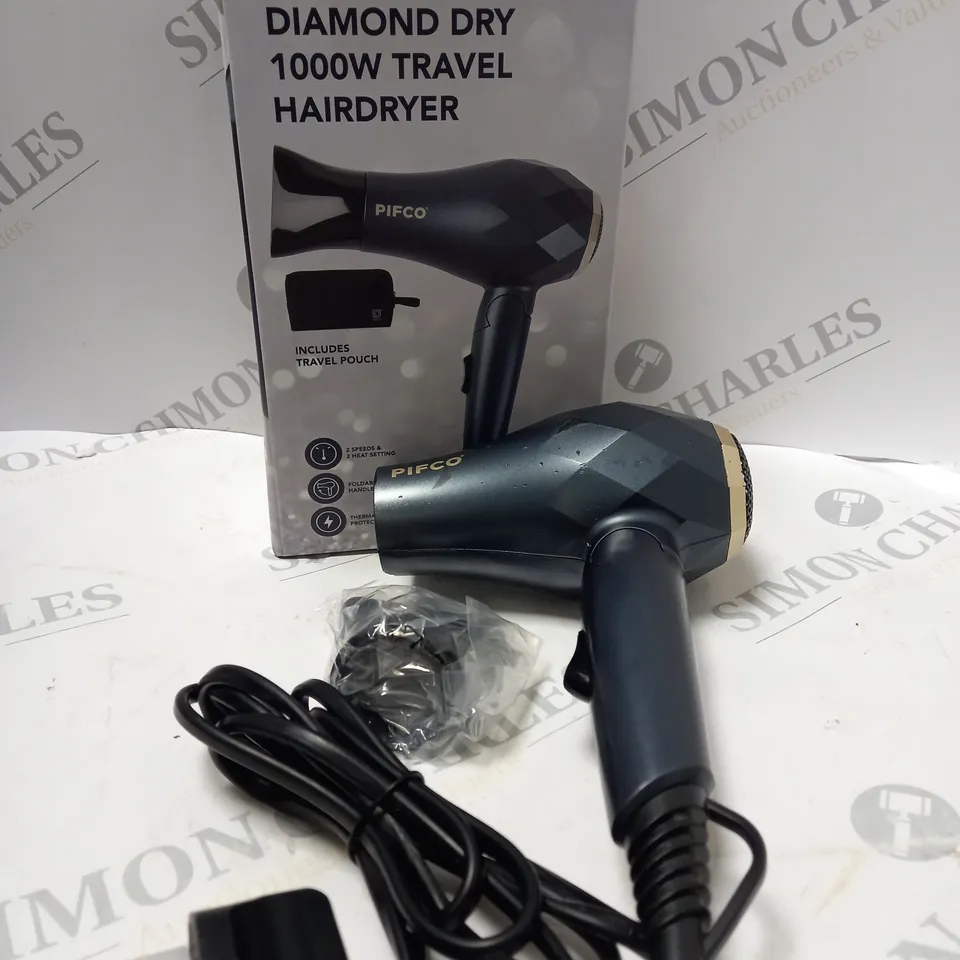 BOXED PIFCO DIAMOND DRY 100W TRAVEL HAIRDRYER 