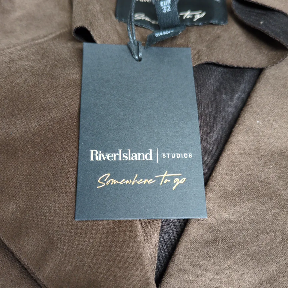 RIVER ISLAND STUDIOS BROWN SUEDE CROPPED JACKET – UK 6 (EU 32) WOMEN'S