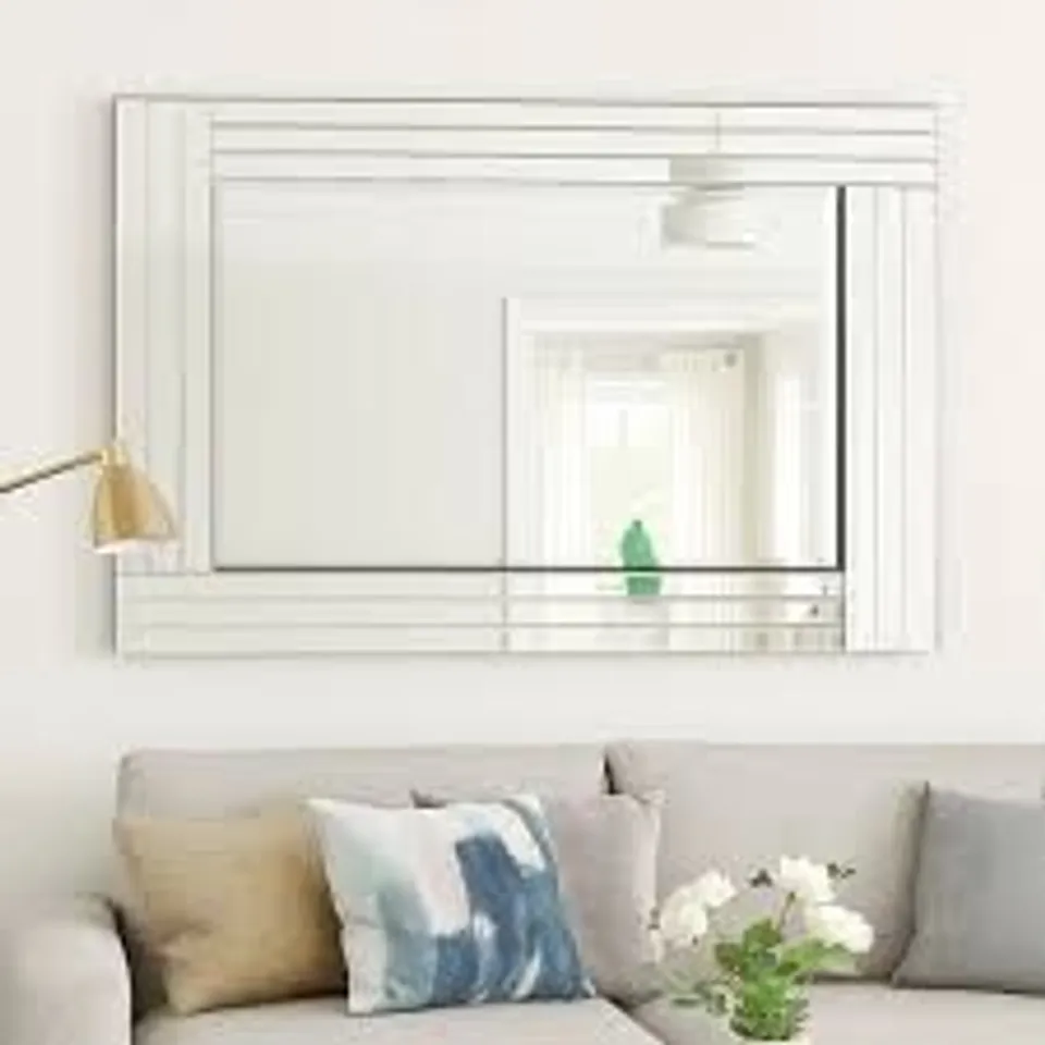 BOXED GRACE ART DECO TRIPLE GLASS FRAMED WALL MIRROR (1 BOX)