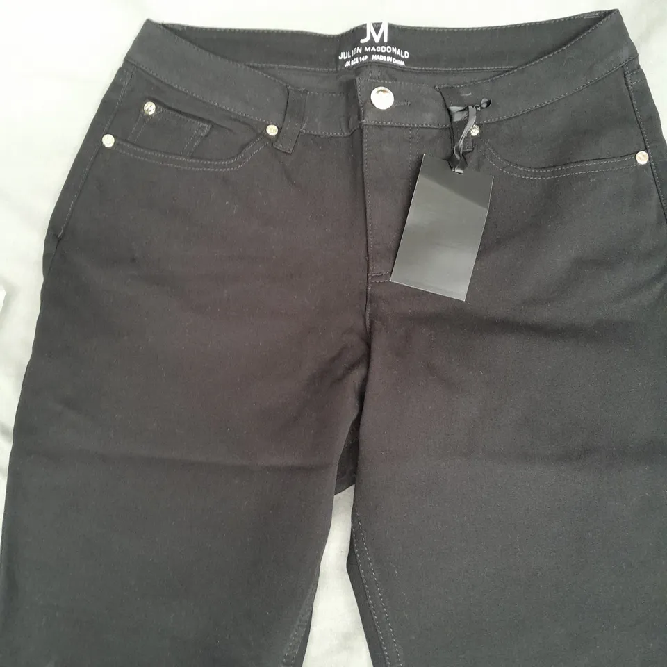 JULIEN MCDONALD LADIES CROPPED JEANS BLACK SIZE 14