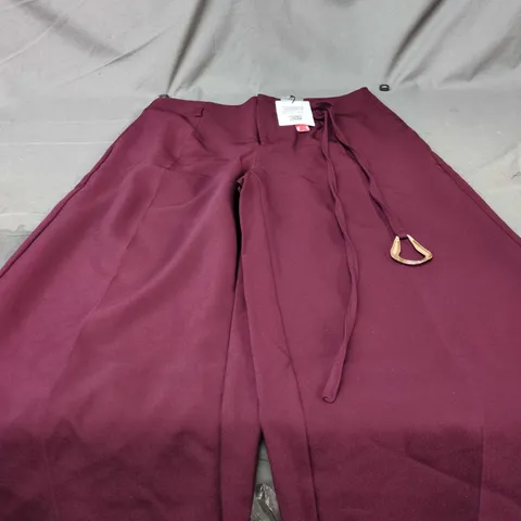 CIDER WOMEN’S WIDE-LEG TROUSERS – BURGUNDY, UK XL