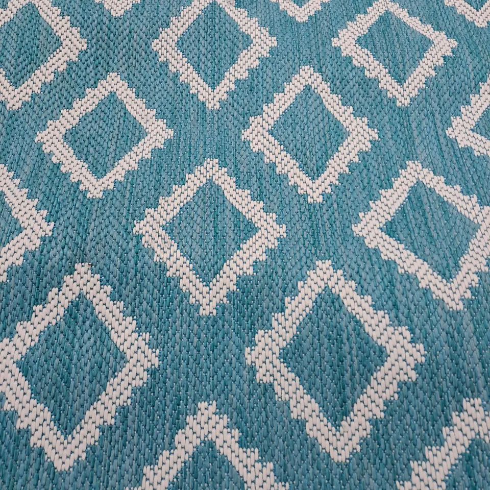 TERRACE OUTDOOR TEAL DIAMOND CARPET (150x230cm) - COLLECTION ONLY