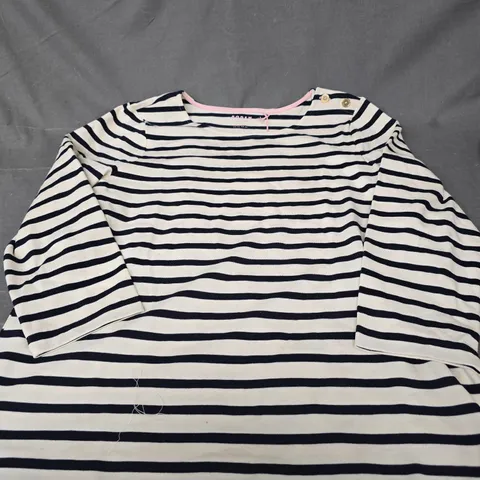 BODEN BRETON STRIPE TOP – NAVY & CREAM, PINK TRIM, UK 16