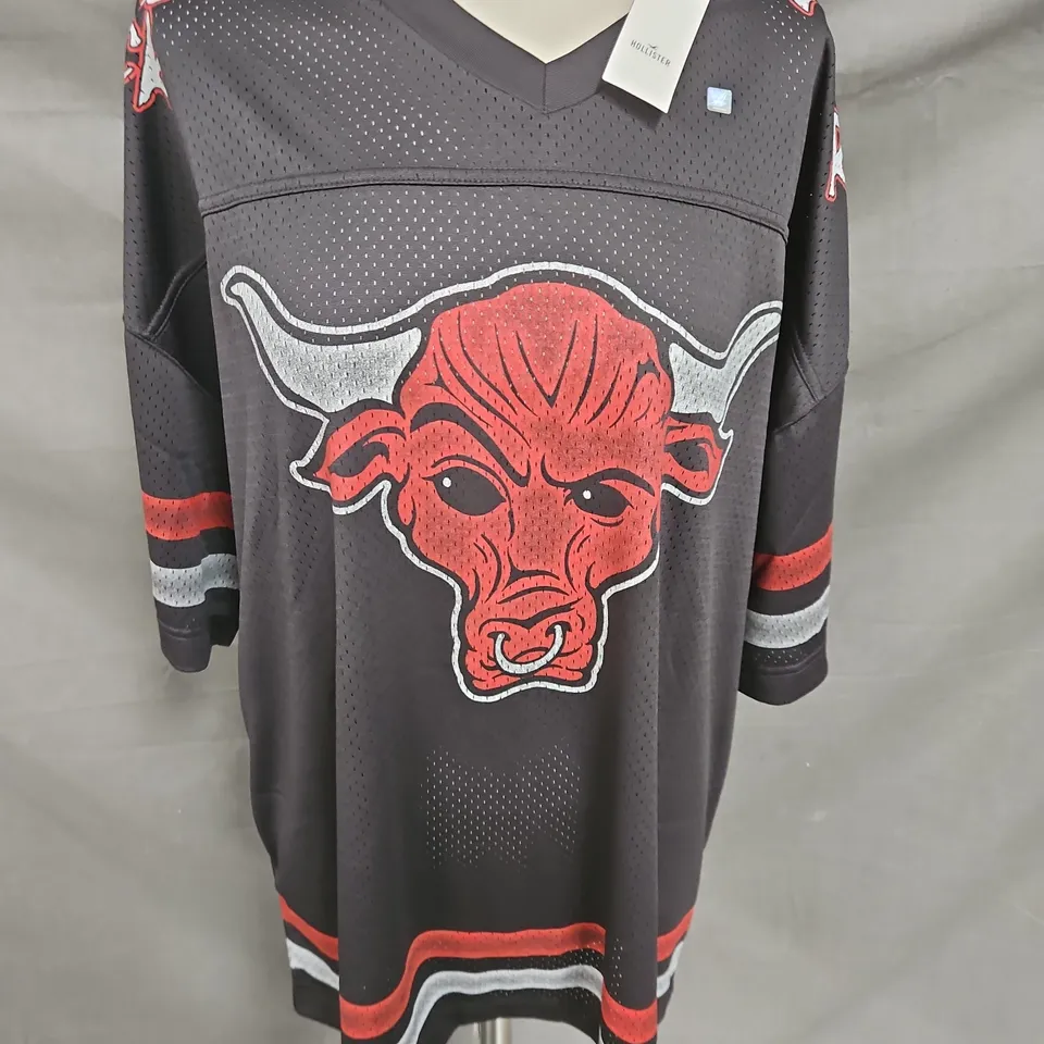 HOLLISTER BAGGY MESH JERSEY IN BLACK SIZE XL