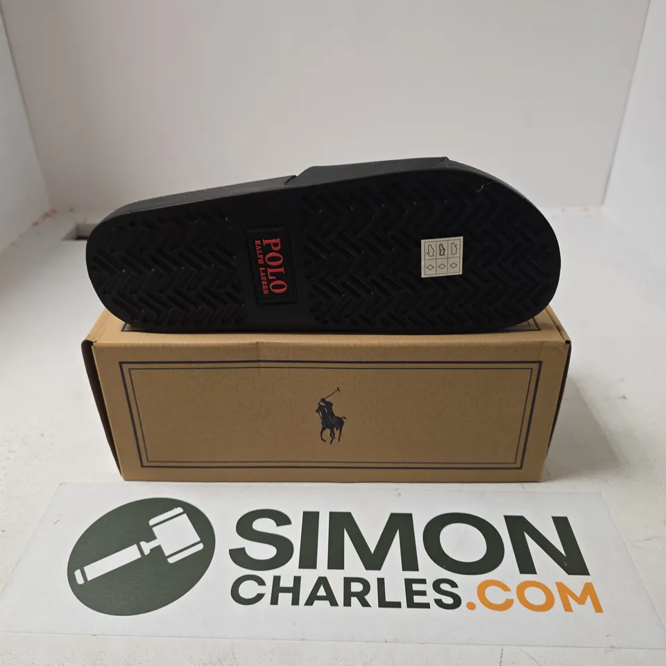 BOXED PAIR OF POLO RALPH LAUREN SLIDES IN NAVY - UK 10