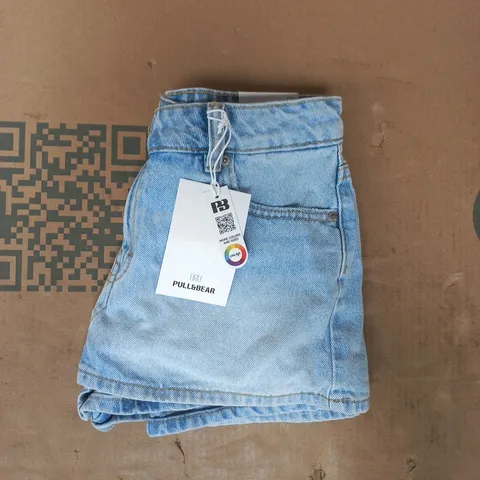 PULL & BEAR DENIM MINI SKORT IN BLUE SIZE UK 6